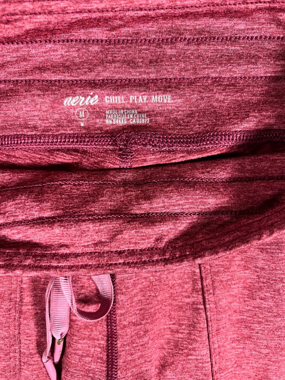 Aerie Chill Play Move Jogger Leggings Burgundy Heathered Size M Pockets - Picture 2 of 8